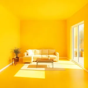 Żółte ściany w salonie