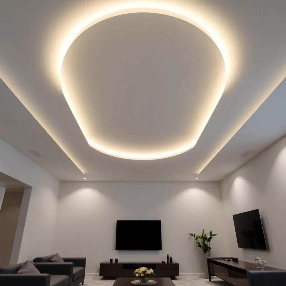 Sufit napinany w salonie