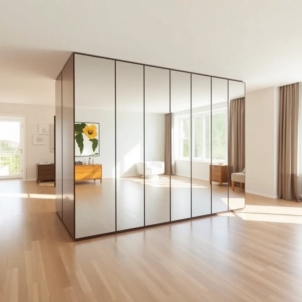 Szafa na całą ścianę z lustrem