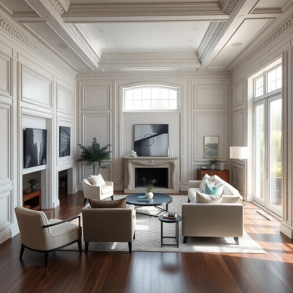 Sztukaterią W Nowoczesnym Salonie