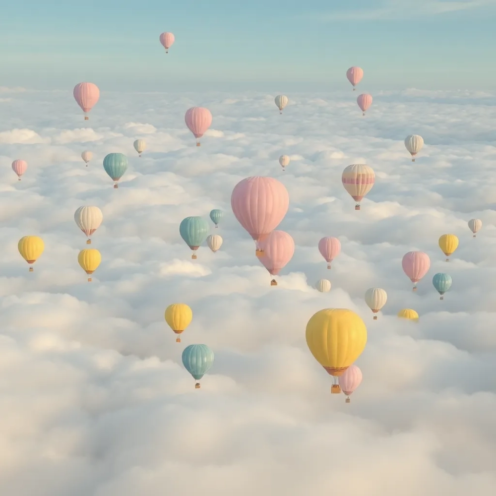 Tapeta balon w chmurach