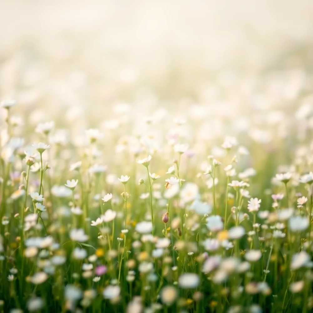 Tapeta kwiaty pastelowe łączka na płótnie
