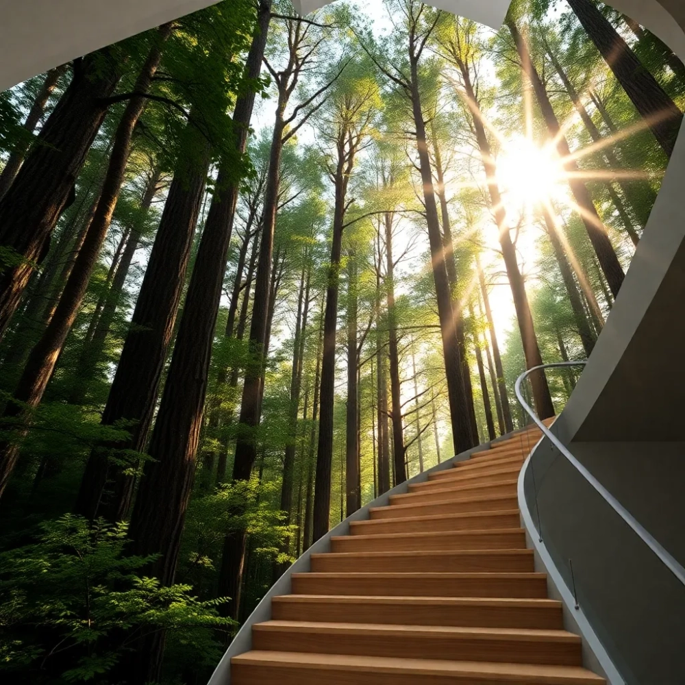 Tapeta na klatkę schodową las