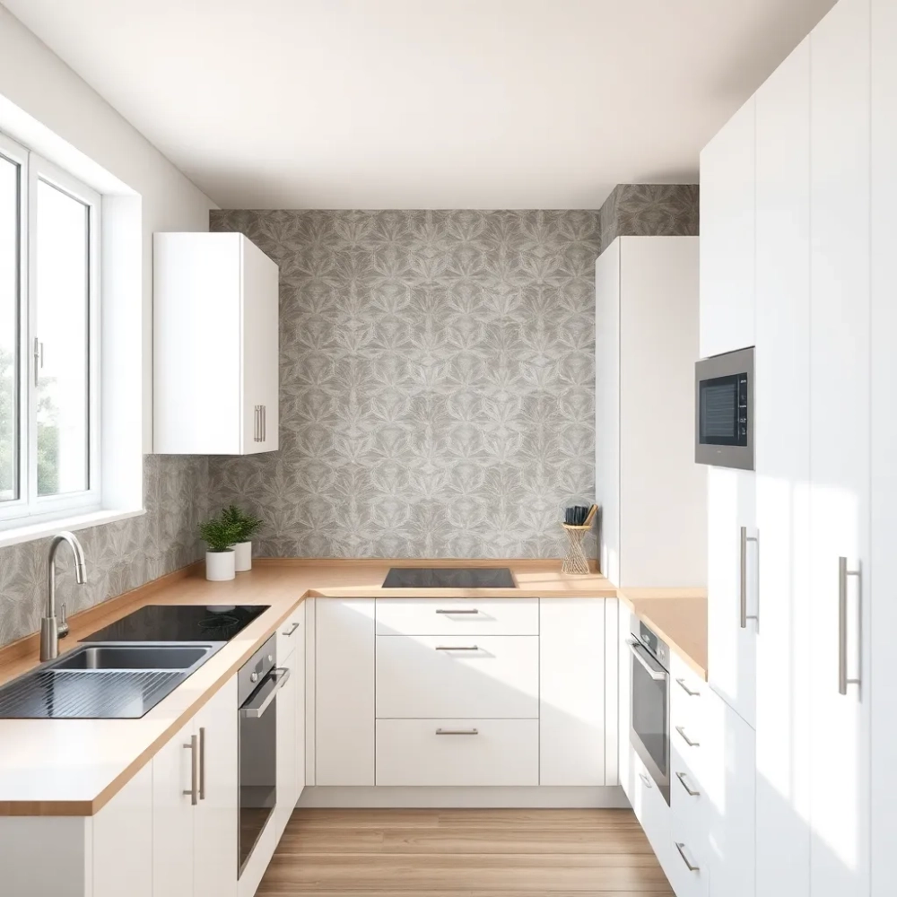 Tapeta w kuchni na jednej ścianie
