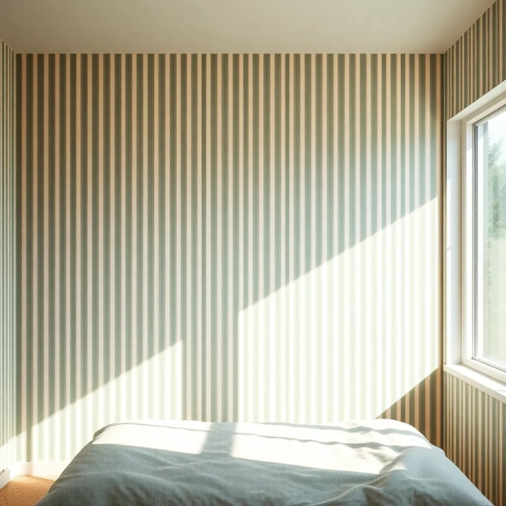 Tapeta w paski w sypialni