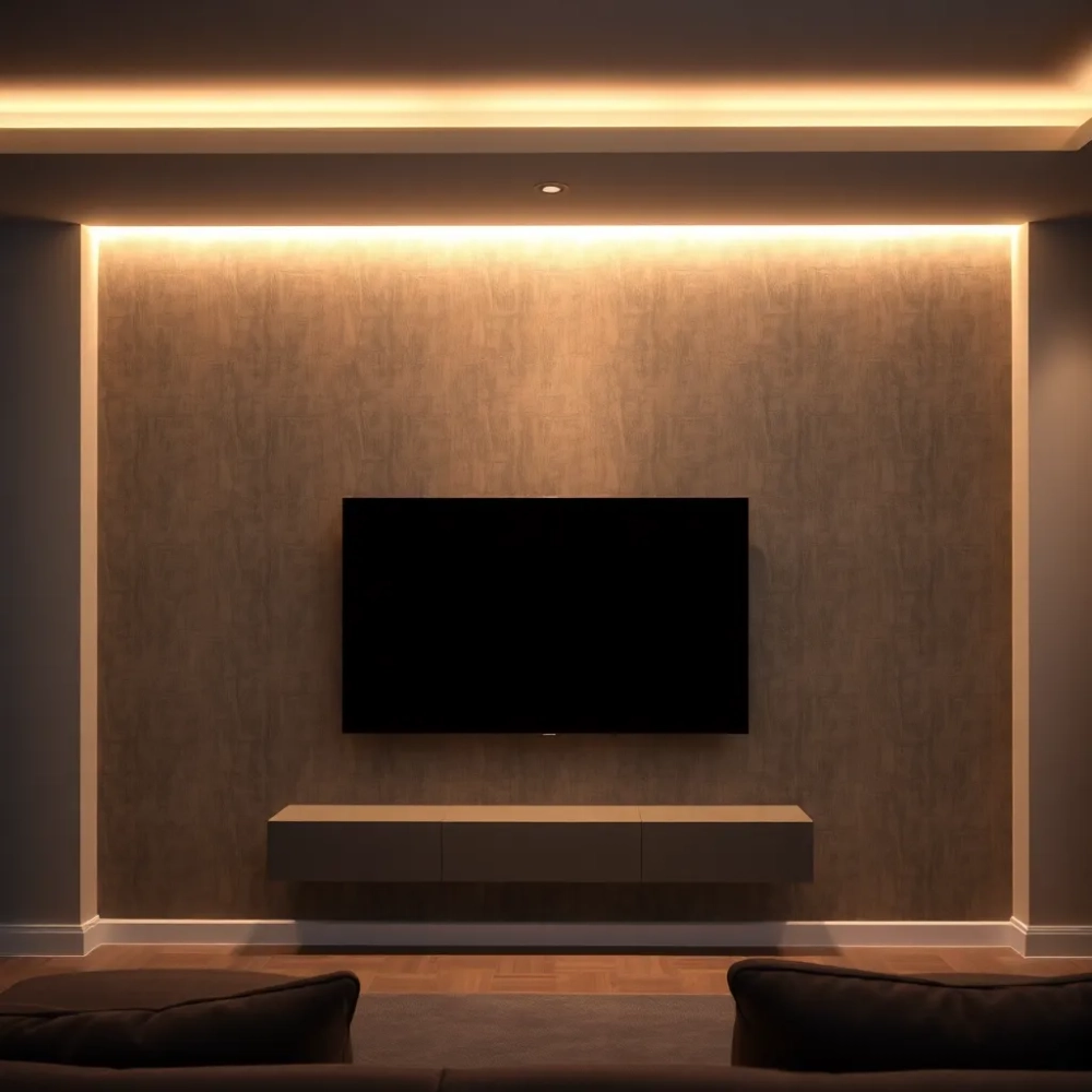 Tapeta w salonie na jednej ścianie z telewizorem