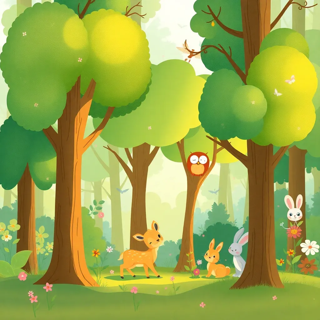 Tapeta z motywem lasu dla dzieci