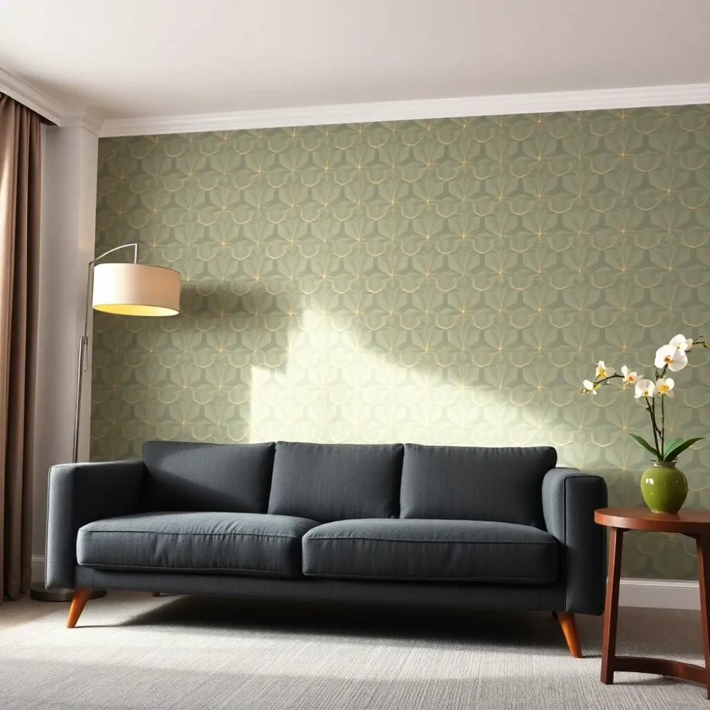 Tapeta za kanapą w salonie