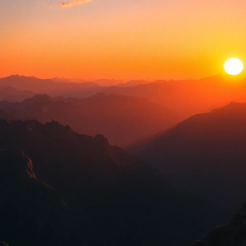 TAPETA Zachód słońca w górach