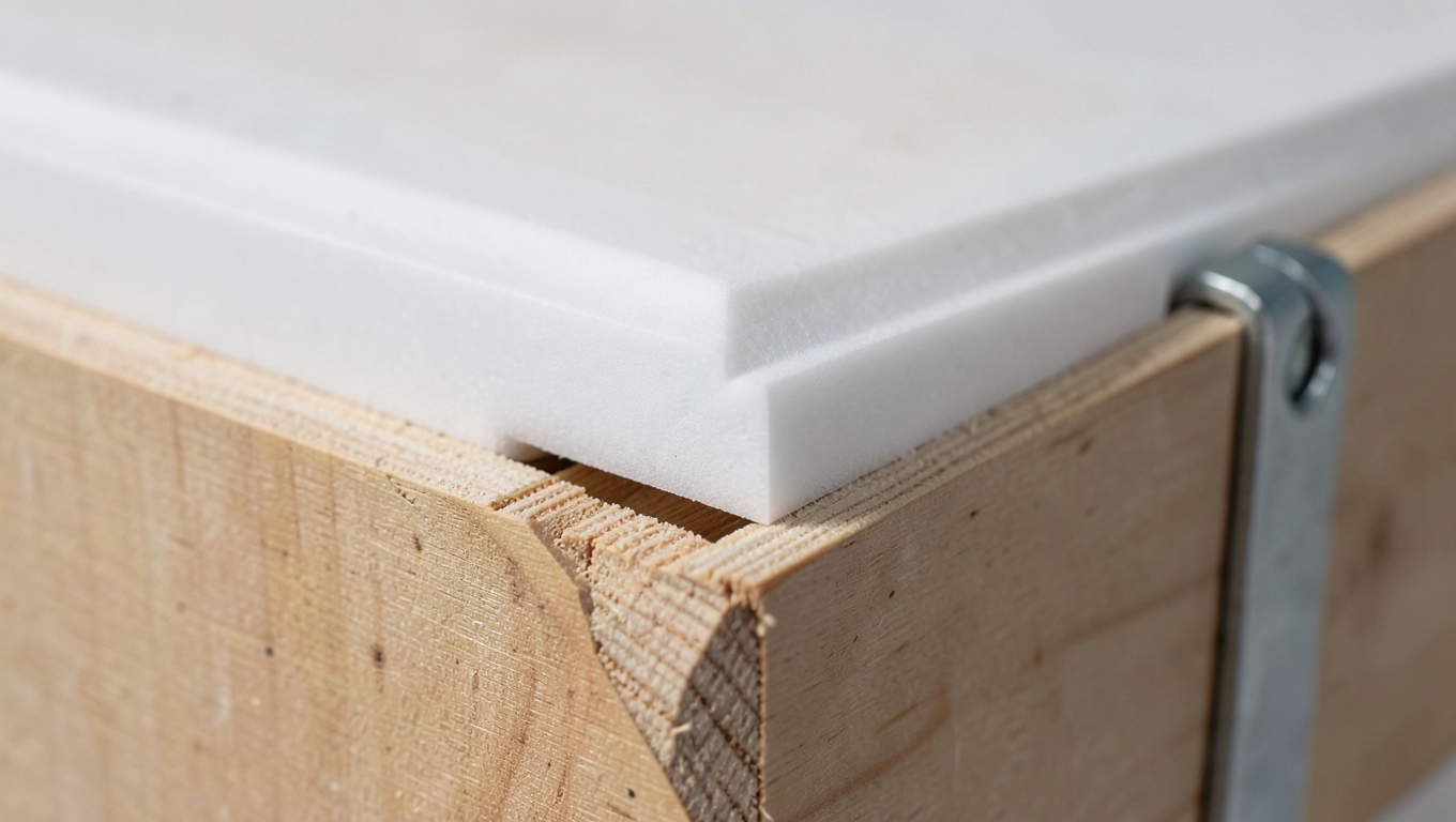 Ustawienie listwy styropianowej w skrzynce uciosowej