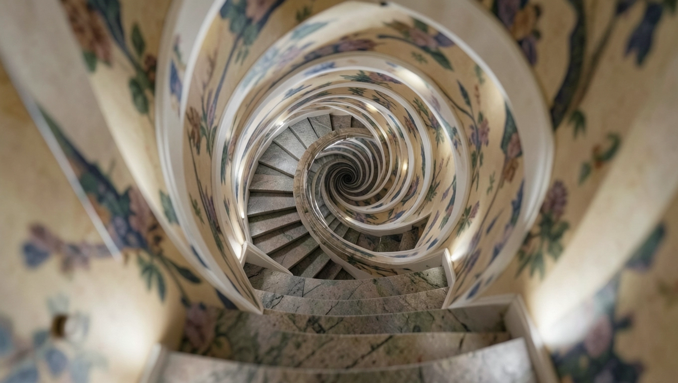 Wirujące schody na fototapecie do podłogi