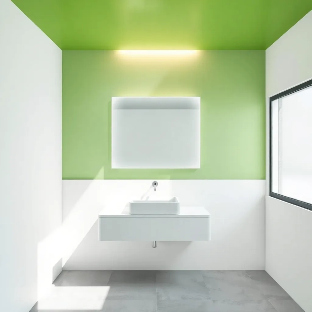 Zielony sufit w łazience