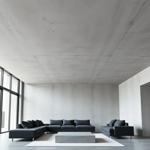 Betonowy sufit w salonie