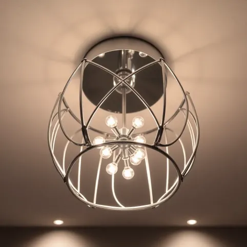 Lampa sufitowa srebrna do salonu