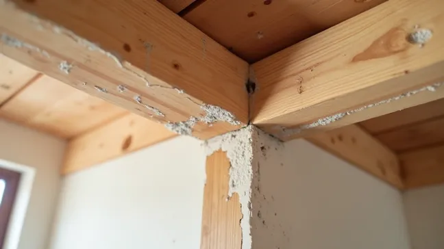 Połączenie ściany działowej ze stropem drewnianym